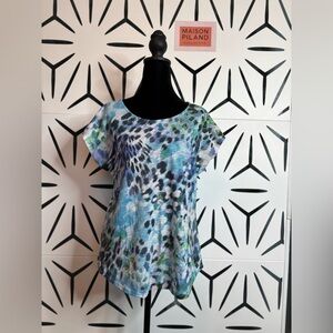 Apt. 9 Blue Watercolor Short-Sleeve T-Shirt Women’s Size M